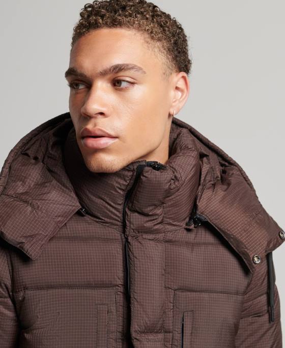 Superdry jachetă pufră cu paragate ripstop îmbrăcăminte maro bărbați JX0Z4454