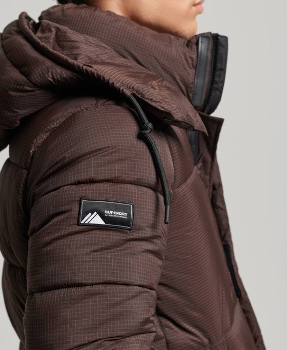 Superdry jachetă pufră cu paragate ripstop îmbrăcăminte maro bărbați JX0Z4454