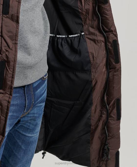 Superdry jachetă pufră cu paragate ripstop îmbrăcăminte maro bărbați JX0Z4454