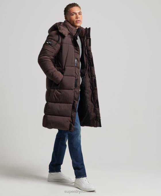 Superdry jachetă pufră cu paragate ripstop îmbrăcăminte maro bărbați JX0Z4454