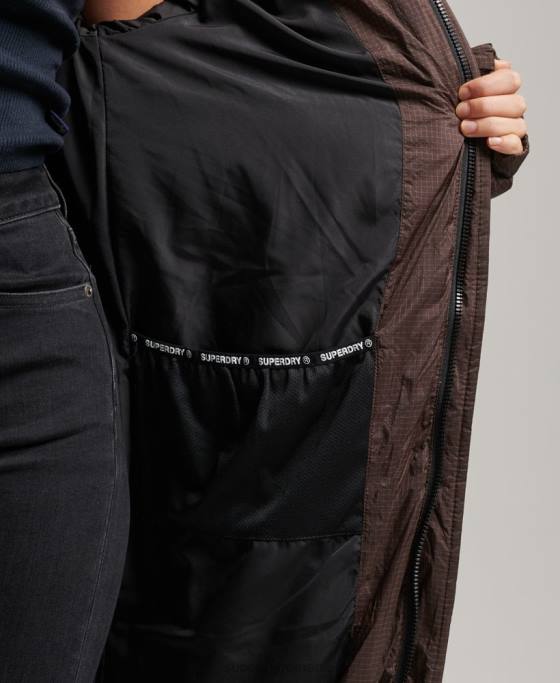 Superdry jachetă pufră cu paragate ripstop îmbrăcăminte maro femei JX0Z3713