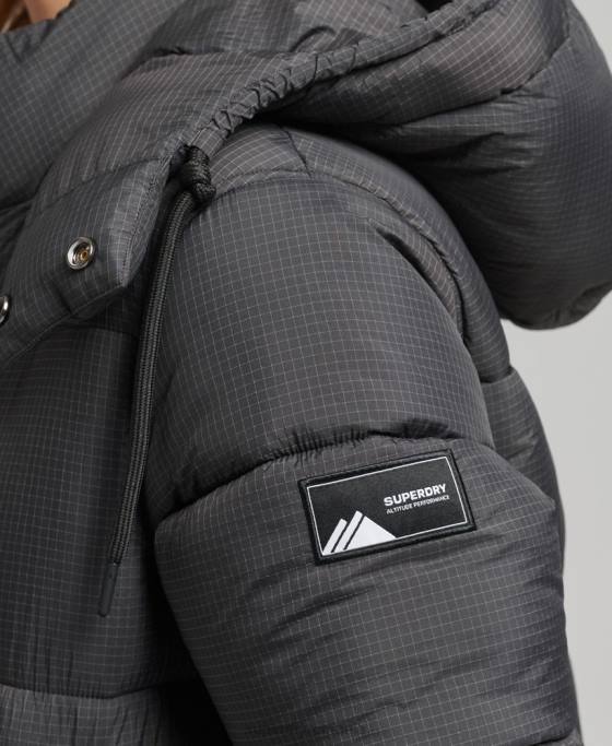 Superdry jachetă pufră cu paragate ripstop îmbrăcăminte negru femei JX0Z3729