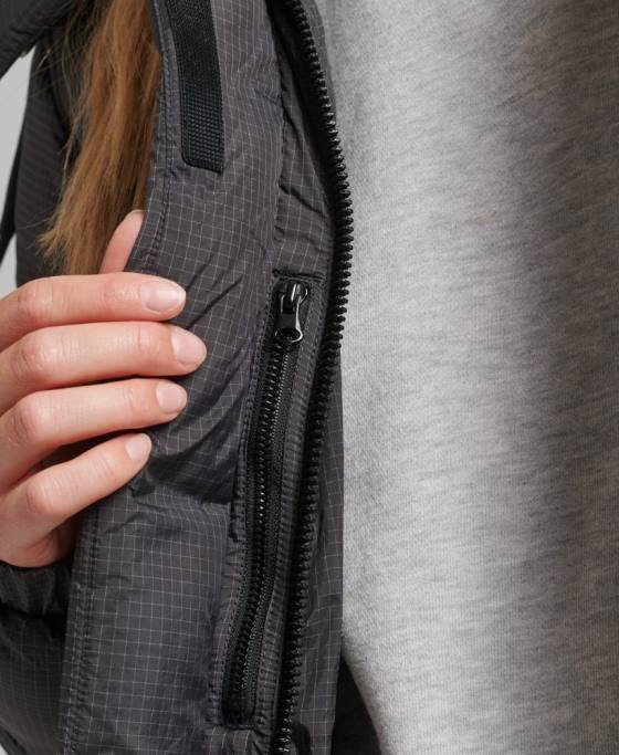 Superdry jachetă pufră cu paragate ripstop îmbrăcăminte negru femei JX0Z3729