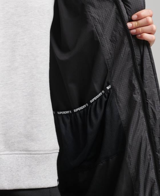 Superdry jachetă pufră cu paragate ripstop îmbrăcăminte negru femei JX0Z3729