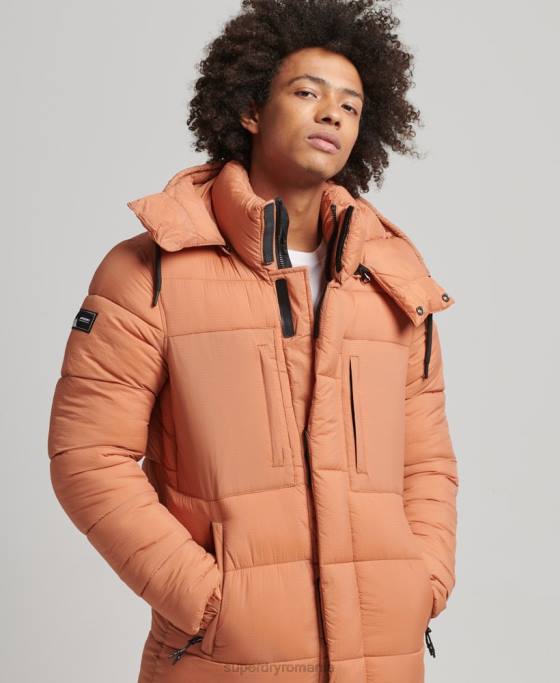 Superdry jachetă pufră cu paragate ripstop îmbrăcăminte portocale bărbați JX0Z4546