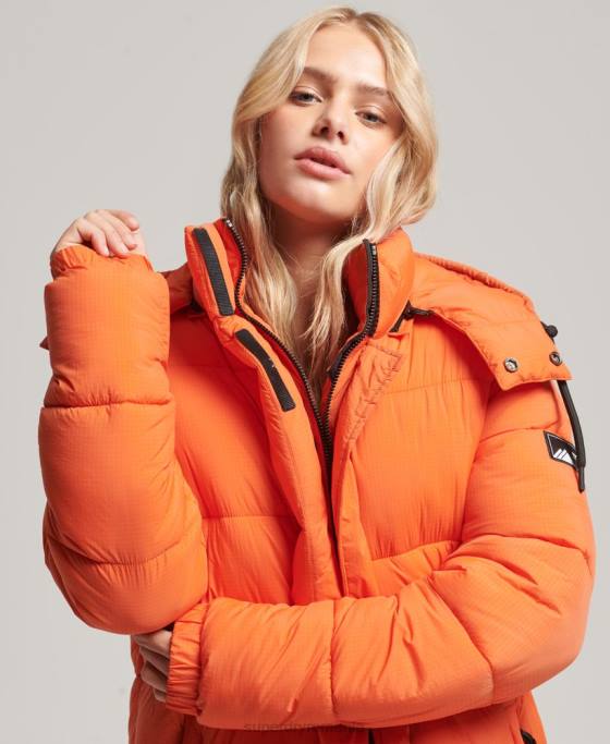 Superdry jachetă pufră cu paragate ripstop îmbrăcăminte portocale femei JX0Z3789
