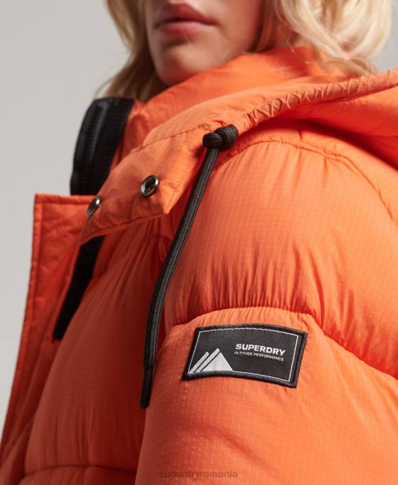 Superdry jachetă pufră cu paragate ripstop îmbrăcăminte portocale femei JX0Z3789