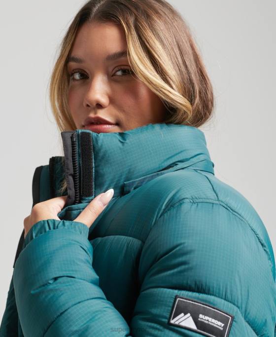 Superdry jachetă pufră cu paragate ripstop îmbrăcăminte verde femei JX0Z3603