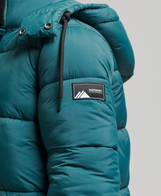 Superdry jachetă pufră cu paragate ripstop îmbrăcăminte verde femei JX0Z3603