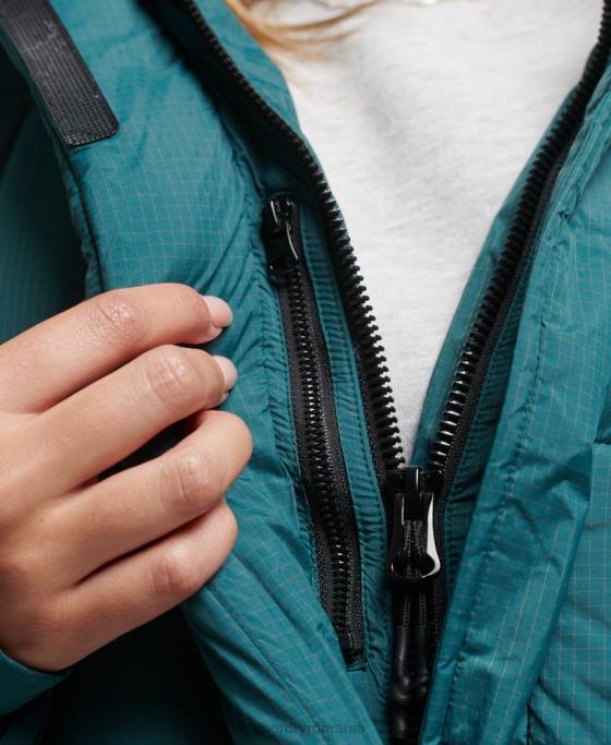 Superdry jachetă pufră cu paragate ripstop îmbrăcăminte verde femei JX0Z3603