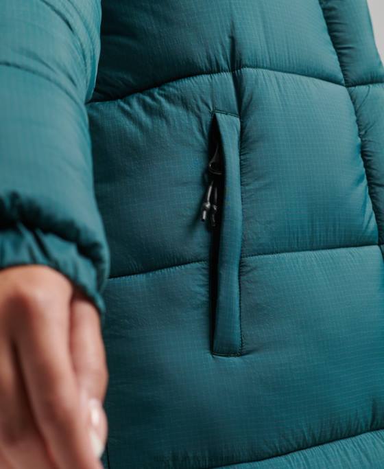 Superdry jachetă pufră cu paragate ripstop îmbrăcăminte verde femei JX0Z3603