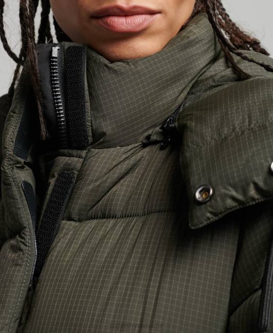 Superdry jachetă pufră cu paragate ripstop îmbrăcăminte verde femei JX0Z3755