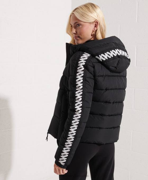 Superdry jachetă pufă cu bandă cu logo cod îmbrăcăminte negru femei JX0Z5649