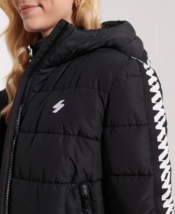 Superdry jachetă pufă cu bandă cu logo cod îmbrăcăminte negru femei JX0Z5649