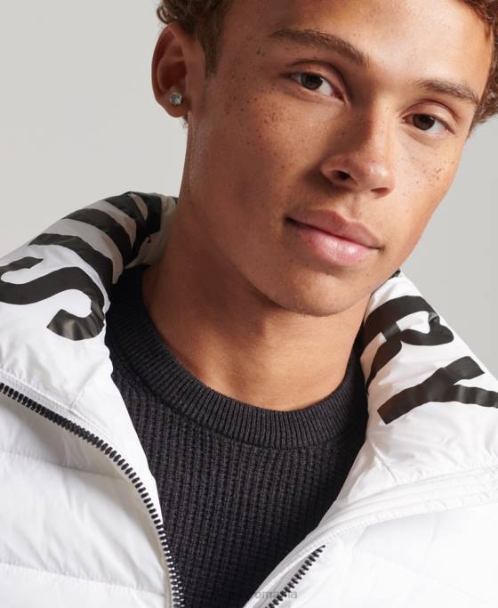 Superdry jachetă pufă cu logo clasic îmbrăcăminte alb bărbați JX0Z4695