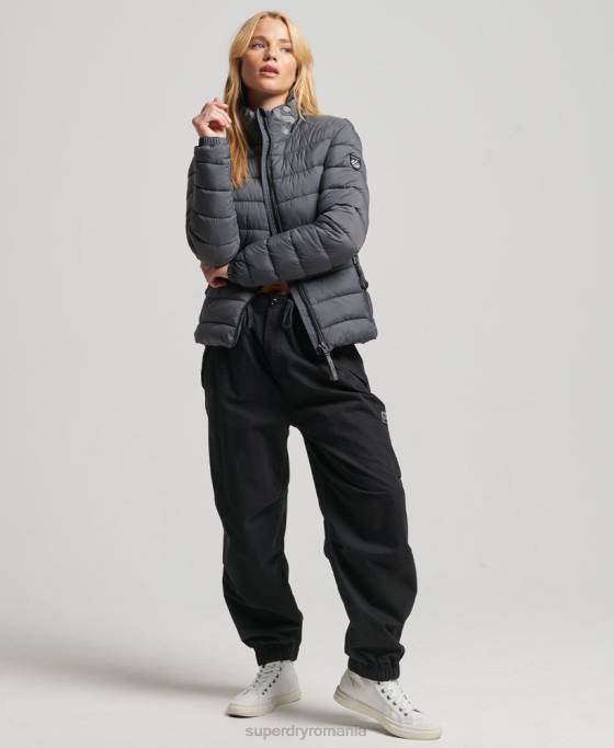Superdry jachetă pufă cu logo clasic îmbrăcăminte gri femei JX0Z5422