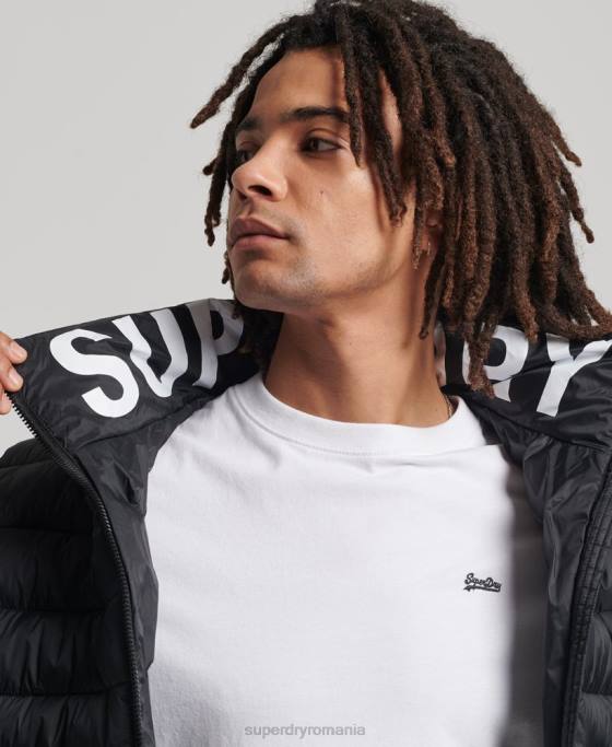 Superdry jachetă pufă cu logo clasic îmbrăcăminte negru bărbați JX0Z4633