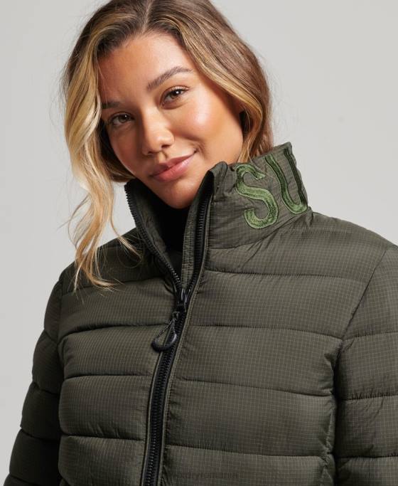 Superdry jachetă pufă cu logo clasic îmbrăcăminte verde femei JX0Z5437