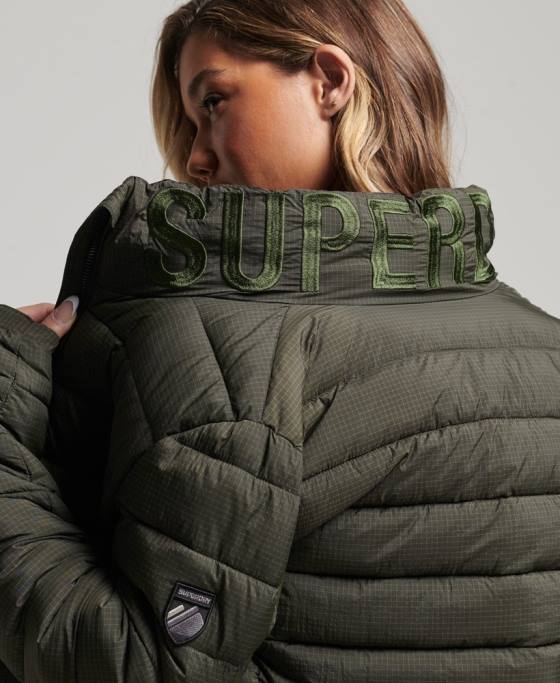 Superdry jachetă pufă cu logo clasic îmbrăcăminte verde femei JX0Z5437