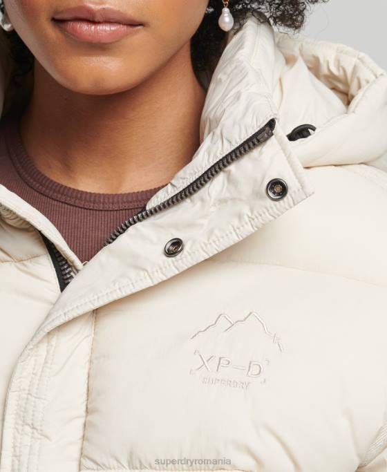 Superdry jachetă pufă de cocon decupată îmbrăcăminte cremă femei JX0Z3642