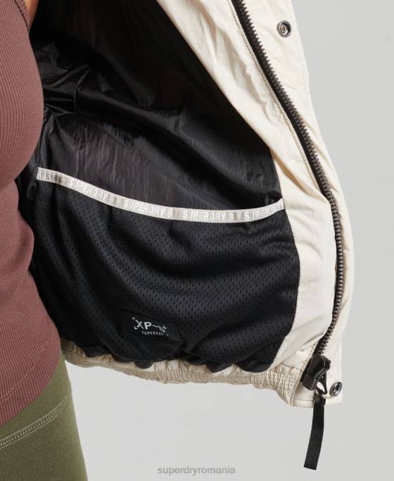 Superdry jachetă pufă de cocon decupată îmbrăcăminte cremă femei JX0Z3642