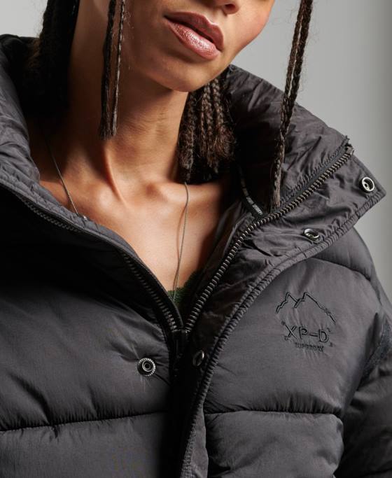 Superdry jachetă pufă de cocon decupată îmbrăcăminte negru femei JX0Z3564