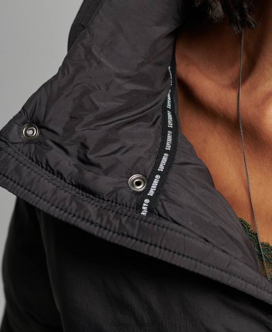 Superdry jachetă pufă de cocon decupată îmbrăcăminte negru femei JX0Z3564