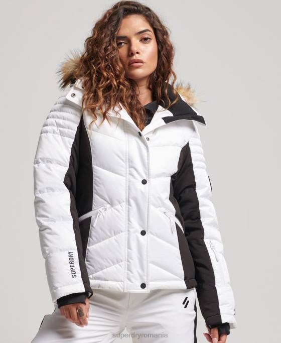 Superdry jachetă pufă de lux de zăpadă îmbrăcăminte alb femei JX0Z3567