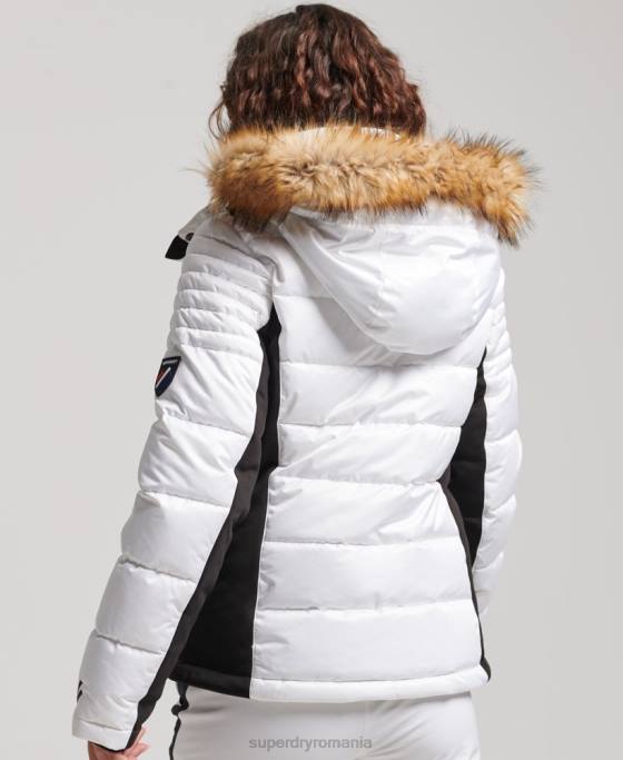 Superdry jachetă pufă de lux de zăpadă îmbrăcăminte alb femei JX0Z3567