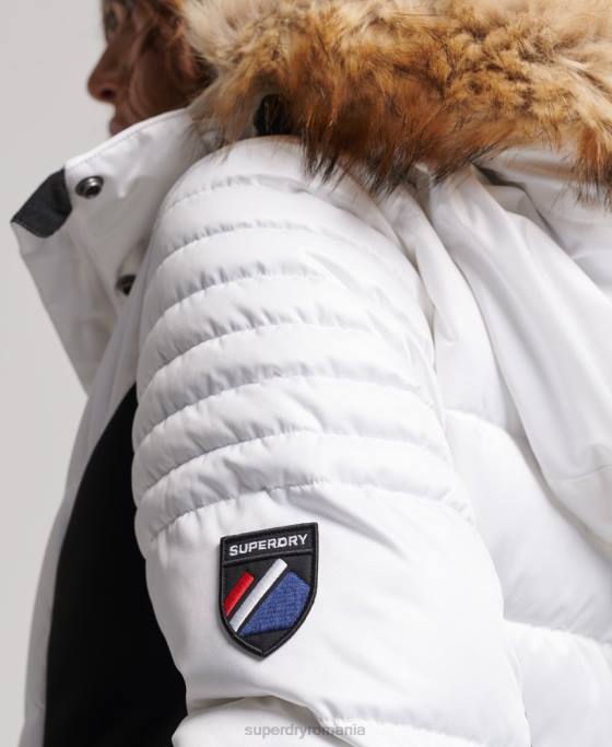 Superdry jachetă pufă de lux de zăpadă îmbrăcăminte alb femei JX0Z3567