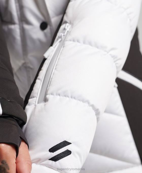 Superdry jachetă pufă de lux de zăpadă îmbrăcăminte alb femei JX0Z3567