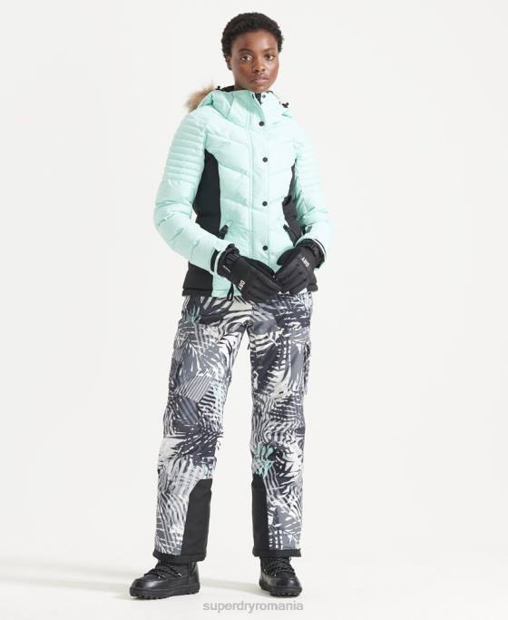 Superdry jachetă pufă de lux de zăpadă îmbrăcăminte albastru deschis femei JX0Z5460