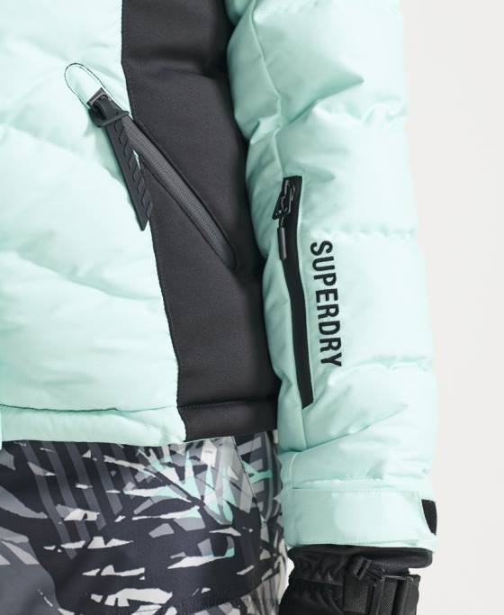 Superdry jachetă pufă de lux de zăpadă îmbrăcăminte albastru deschis femei JX0Z5460