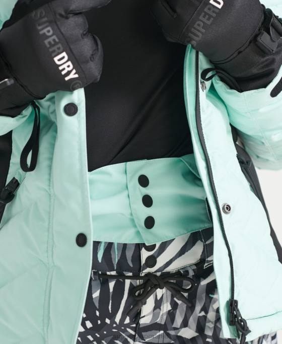 Superdry jachetă pufă de lux de zăpadă îmbrăcăminte albastru deschis femei JX0Z5460