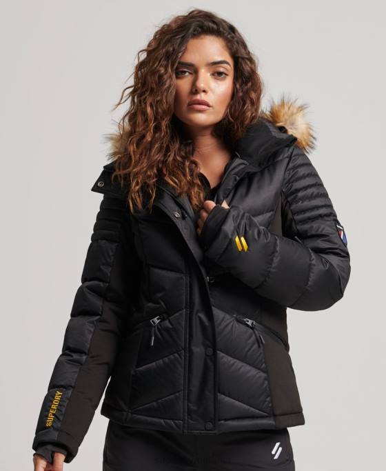 Superdry jachetă pufă de lux de zăpadă îmbrăcăminte negru femei JX0Z3568