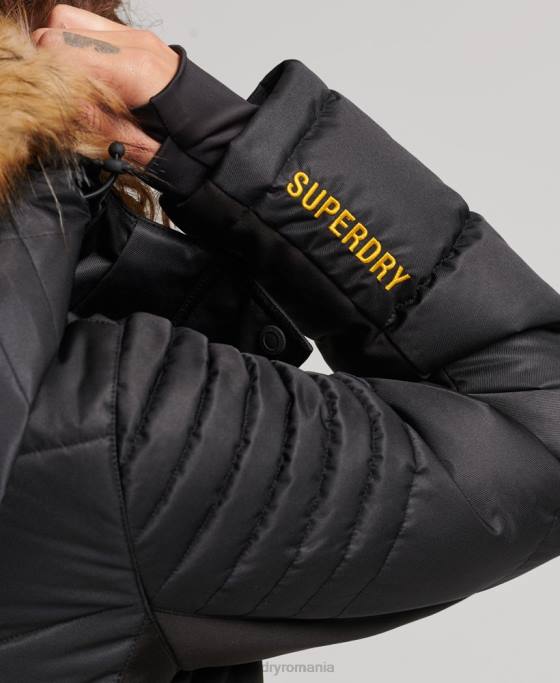 Superdry jachetă pufă de lux de zăpadă îmbrăcăminte negru femei JX0Z3568