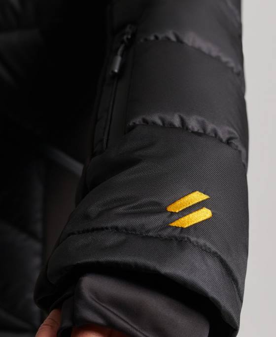 Superdry jachetă pufă de lux de zăpadă îmbrăcăminte negru femei JX0Z3568