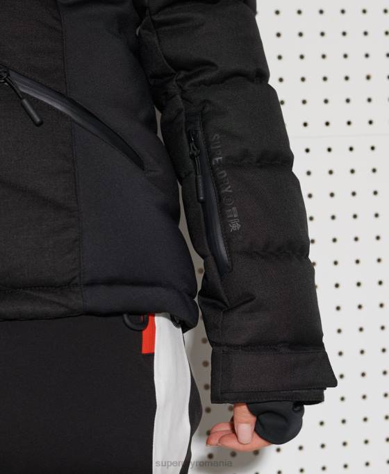 Superdry jachetă pufă de lux de zăpadă îmbrăcăminte negru femei JX0Z5543