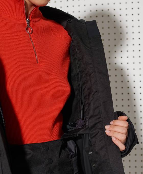 Superdry jachetă pufă de lux de zăpadă îmbrăcăminte negru femei JX0Z5543