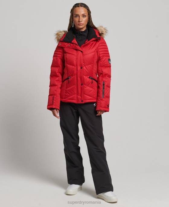 Superdry jachetă pufă de lux de zăpadă îmbrăcăminte roșu femei JX0Z3566