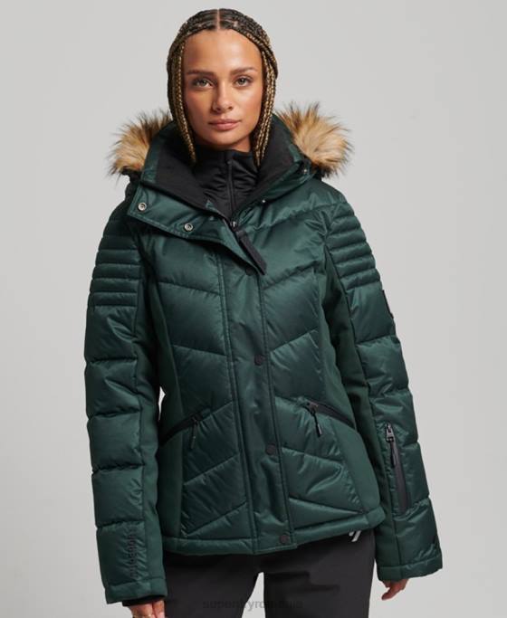 Superdry jachetă pufă de lux de zăpadă îmbrăcăminte verde femei JX0Z3680