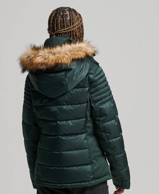 Superdry jachetă pufă de lux de zăpadă îmbrăcăminte verde femei JX0Z3680