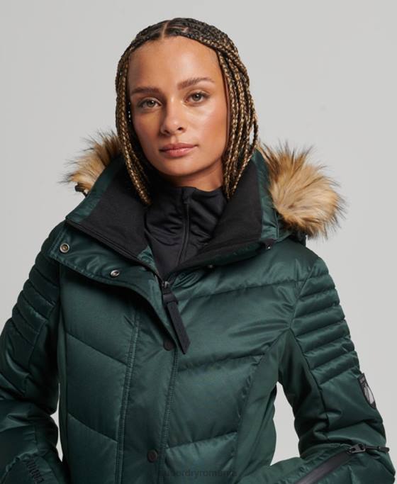 Superdry jachetă pufă de lux de zăpadă îmbrăcăminte verde femei JX0Z3680