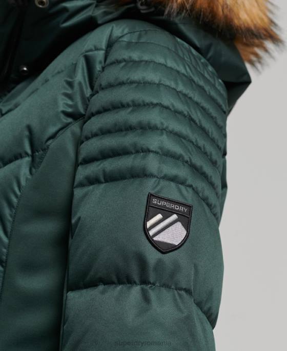 Superdry jachetă pufă de lux de zăpadă îmbrăcăminte verde femei JX0Z3680