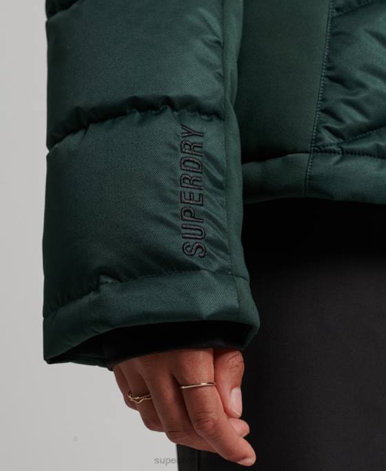 Superdry jachetă pufă de lux de zăpadă îmbrăcăminte verde femei JX0Z3680