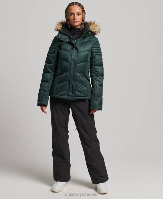 Superdry jachetă pufă de lux de zăpadă îmbrăcăminte verde femei JX0Z3680