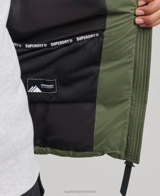 Superdry jachetă pufă de munte din microfibră îmbrăcăminte kaki bărbați JX0Z1114