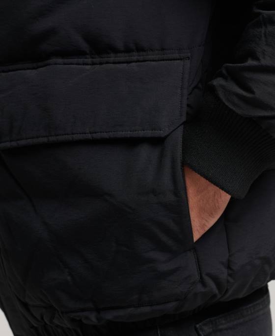 Superdry jachetă pufă de munte îmbrăcăminte gri inchis bărbați JX0Z4696