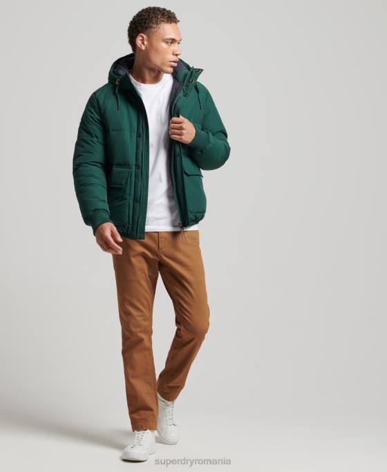 Superdry jachetă pufă de munte îmbrăcăminte verde bărbați JX0Z4516
