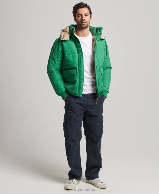 Superdry jachetă pufă de munte îmbrăcăminte verde bărbați JX0Z4750
